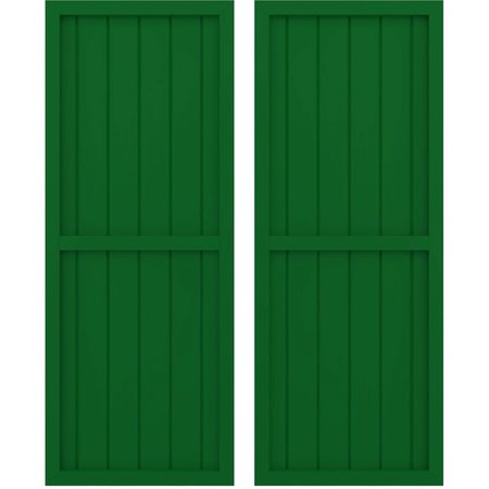 Americraft 6-Board Exterior Wood 2 Equal Panel Framed Board-n-Batten Shutters, ARW101BF621X66HGH